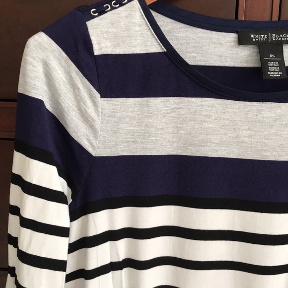 WHBM Nautical Boatneck 3/4 Sleeve Striped Top XS - Picture 7 of 14
